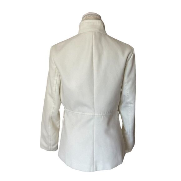 Old Navy White Cropped Pea-Coat Button Down Flap Pockets High Mandarin Collar - Picture 4 of 13